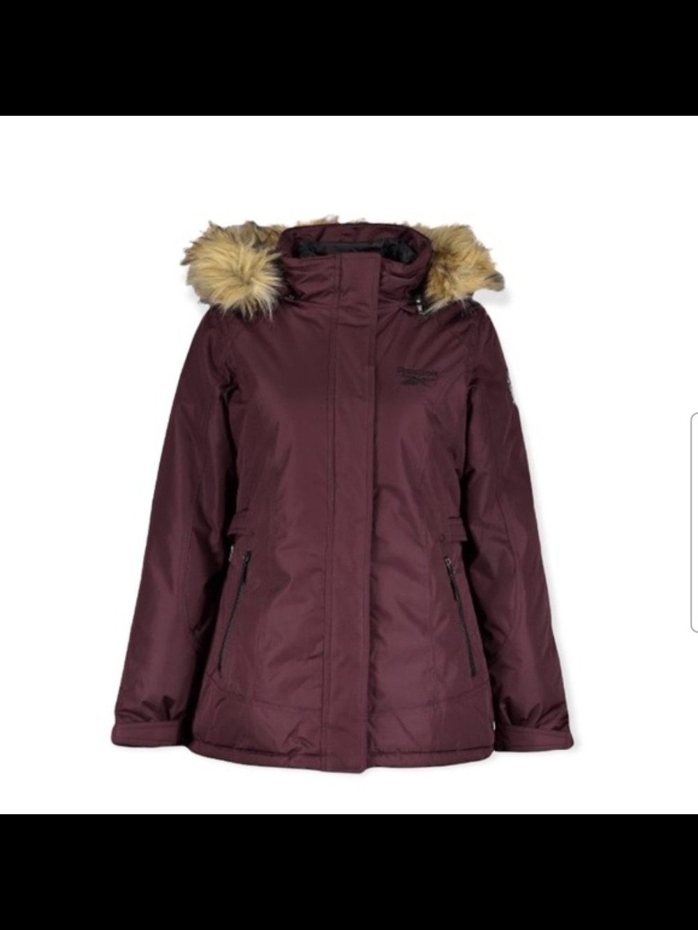 NWOT Womens Medium Burgundy Faux-Fur Hooded Ski Jacket
